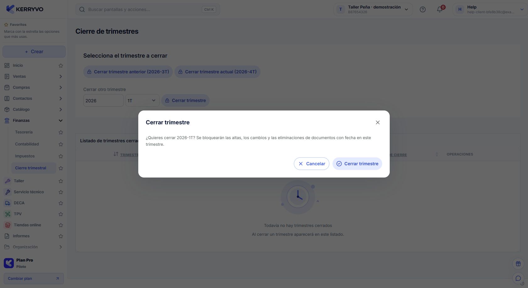 Confirmación del cierre del primer trimestre