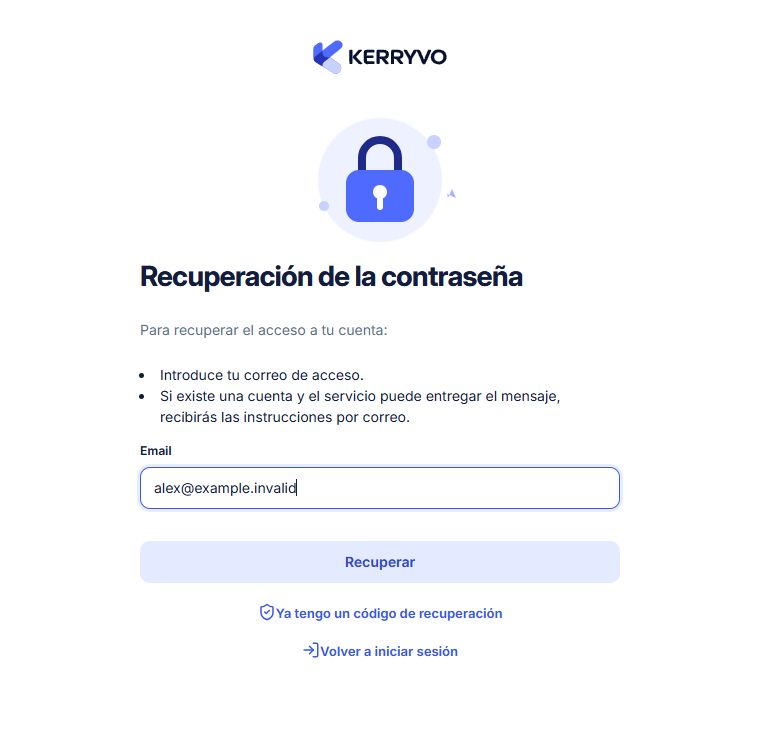 Recuperación del acceso por correo electrónico